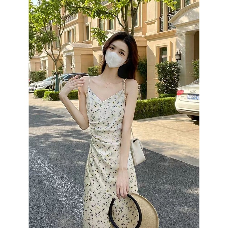 Đầm Hai Dây Dáng Dài Họa Tiết Hoa Phong Cách Pháp Thời Trang Mùa Hè Xinh Xắn Cho Nữ