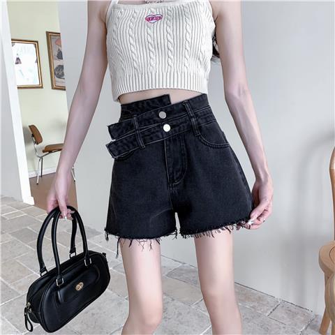 Jiashucheng Plus Size Fat mm Quần Short Denim Cạp Cao Dáng Rộng Phong Cách Mới Mùa Hè Dễ Phối Đồ Cho Nữ @ -