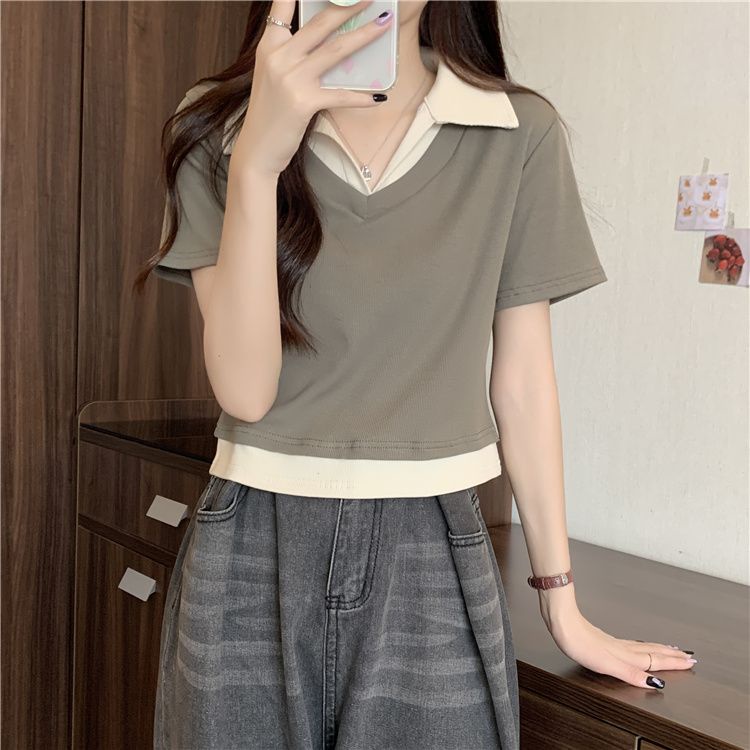 Áo Thun POLO Ngắn Tay Dáng Rộng Bằng Lụa Mát Thời Trang Mùa Hè Hàng Mới Dành Cho Bạn Nữ