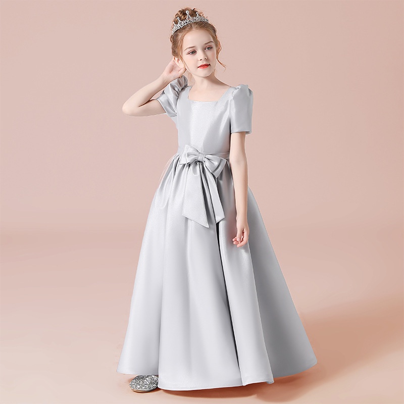 Đầm Thời Trang Xinh Xắn Dành Cho Bé Gái#Đầm Công Chúa Dáng Dài Bằng Vải Satin Dùng Biểu Diễn Piano Sinh Nhật Thứ 10 Dành Cho Bé Gái