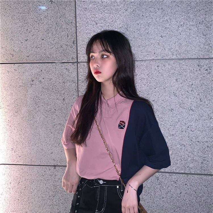 Áo Thun Tay Ngắn Phong Cách Preppy Hàn Quốc Mới Cho Nữ