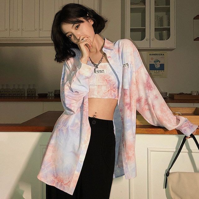 Áo Sơ Mi Tay Dài Nhuộm Màu Phong Cách Hong Kong Cổ Điển Thời Trang Cho Nữ