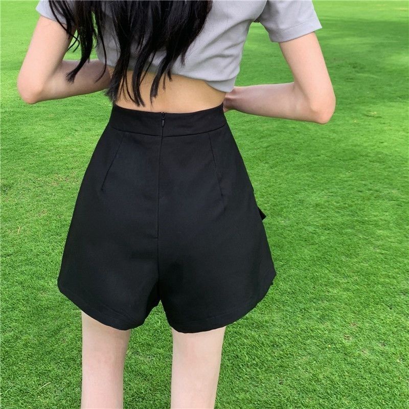 Khuyến Mãi Phong Cách Mới ~ Chân Váy Culottes Ngắn Màu Xám Đính Nơ Dành Cho Nữ Thiết Kế Niche Hot Girl