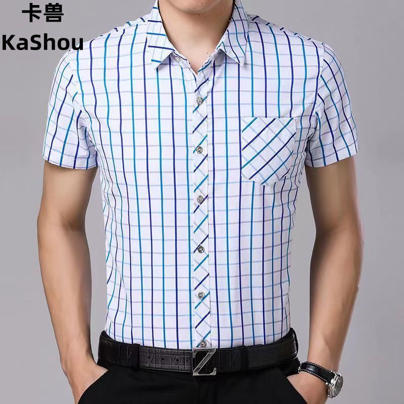 Áo Sơ Mi Tay Ngắn Thoáng Khí In Họa Tiết Caro Thời Trang Công Sở Cho Nam [20% Off]