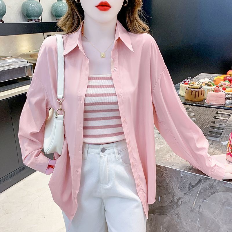 Áo Sơ Mi Tay Dài Dáng Rộng Phong Cách Hàn Quốc Thời Trang Mùa Hè Cho Nữ