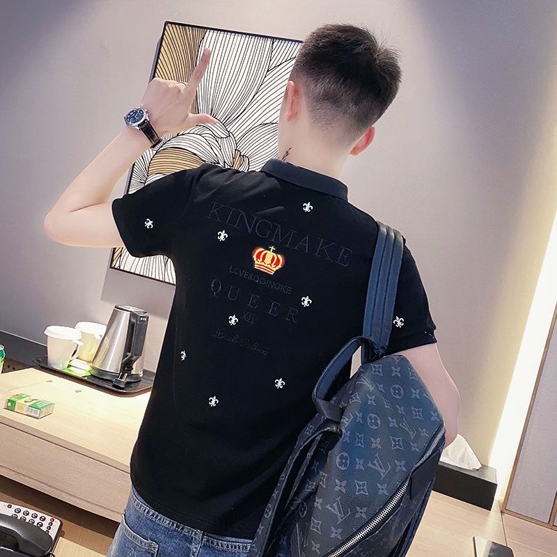 Áo Thun Polo Tay Ngắn Dáng Ôm Thêu Họa Tiết Thời Trang Cho Nam