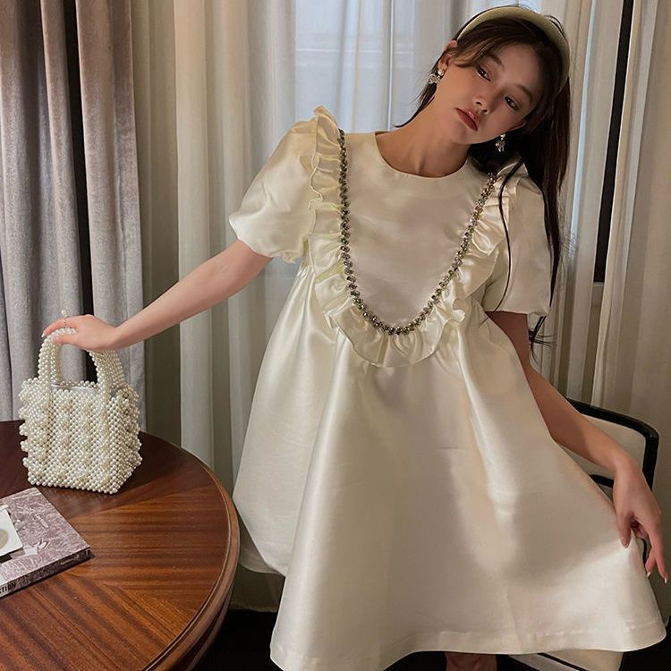 Đầm Nữ Tay Phồng Nhấn Eo Cao Phong Cách Phương Tây Thời Trang Xuân Hè Mới