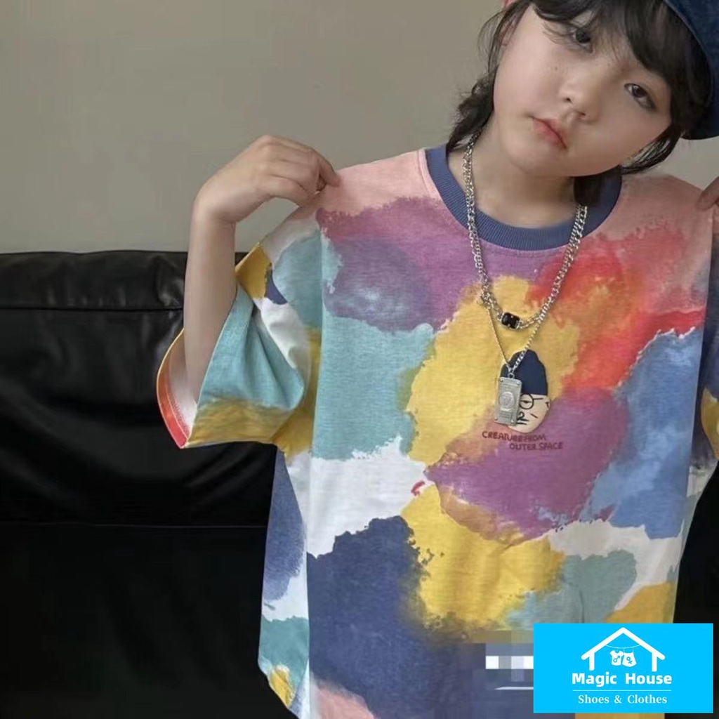 Áo Thun Cotton Ngắn Tay Màu Tương Phản Thời Trang Mùa Hè 2023 Cho Bé