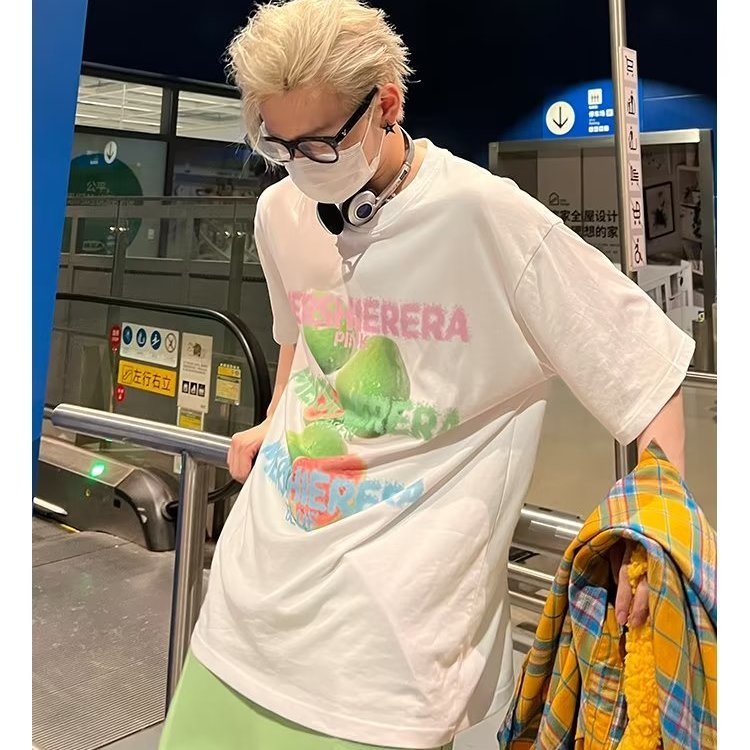 Áo Thun Tay Ngắn Dáng Rộng In Chữ Màu Sắc Ngọt Ngào Thời Trang Mùa Hè Cho Nam Và Nữ