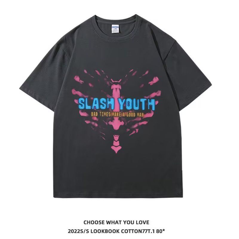 Áo Thun Tay Ngắn Dáng Rộng In Chữ Và Hình Trái Tim Thời Trang Mùa Hè