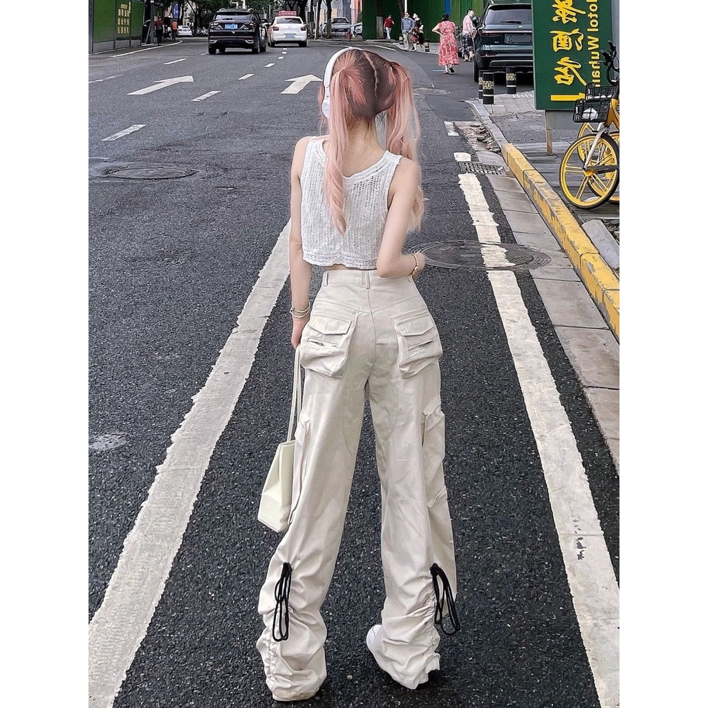 Quần Dài Ống Rộng Lưng Cao Phong Cách Retro Mỹ Thời Trang Xuân Hè Hàng Mới Chất Lượng Cao Dành Cho Bạn Nữ