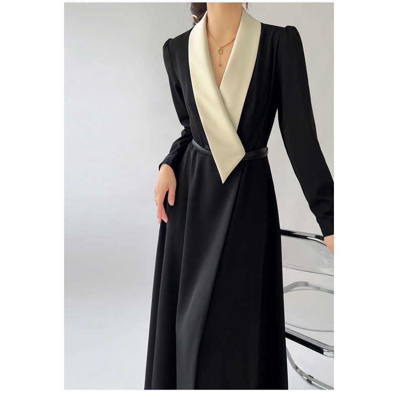 ĐẦM ĐEN NƠ NGỰC BẸT VAI 2 DÂY TAY BO RỚT VAI