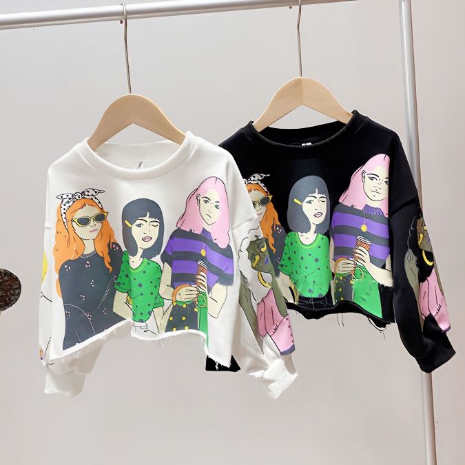 Hàng Mới Về Áo Sweatshirt Dáng Rộng Tay Dài Phong Cách Thời Trang Mới 2023 Cho Bé Gái
