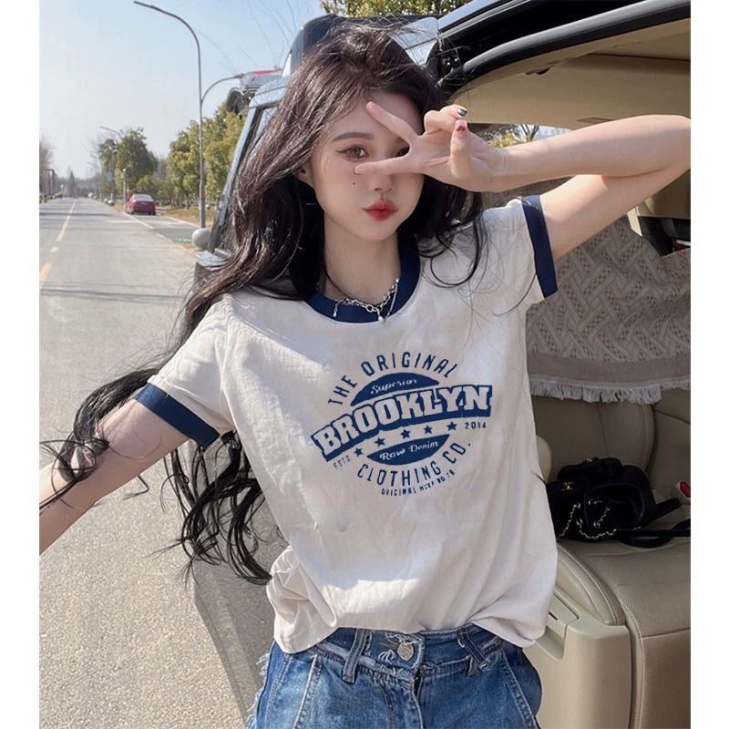 Áo Thun Cotton Mỏng Tay Ngắn Dáng Rộng Màu Trắng Phong Cách Mùa Hè Mới Cho Nữ