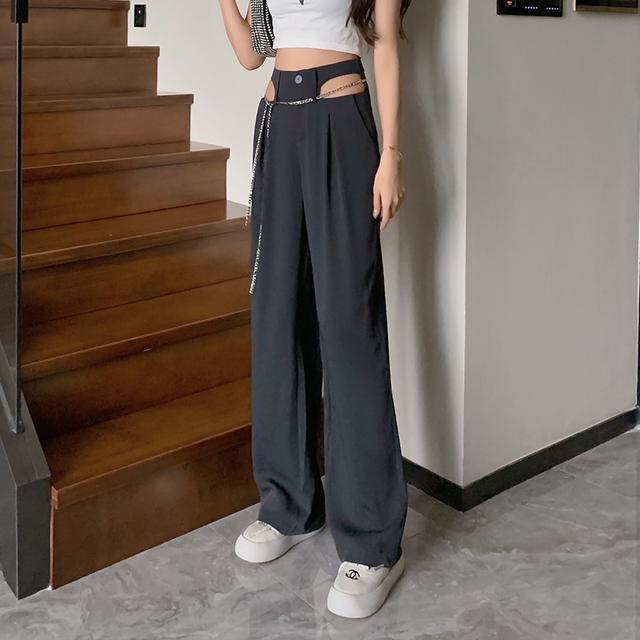 Quần Dài Ống Rộng Lưng Cao Phong Cách Hàn Quốc Thời Trang Mùa Hè Hàng Mới Dành Cho Bạn Nữ
