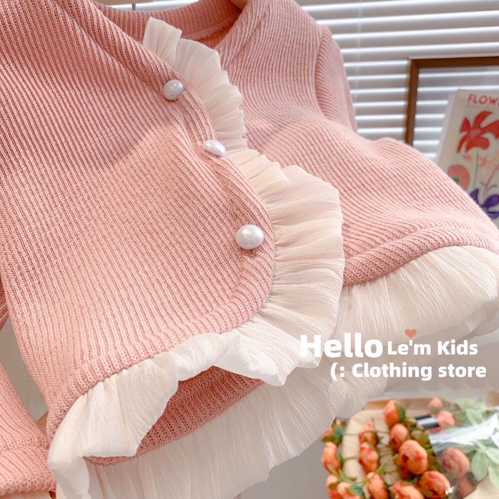 Áo Khoác Dệt Kim Dáng Ôm Màu Sắc Ngọt Ngào Phong Cách Công Chúa Ngọt Ngào Thời Trang Mùa Thu Cho Bé Gái