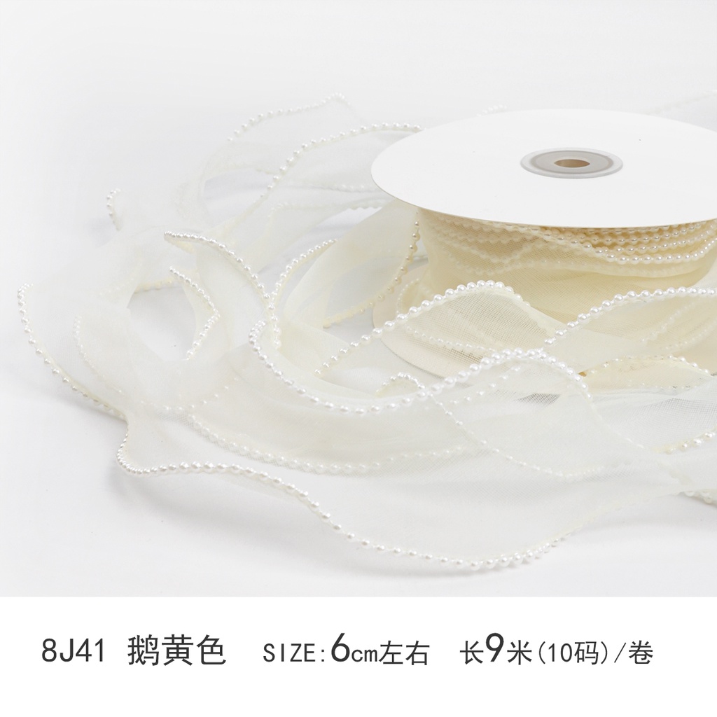 Jiuxia Ngọc Trai Đuôi Cá Sợi Bó Hoa Trang Trí Ruy Băng Hoa Bao Bì Ruy Băng Sóng Sợi Ruy Băng Nơ Tự Làm Chất Liệu