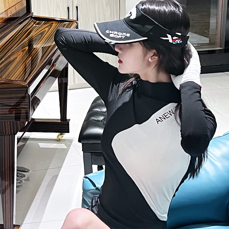 Áo Thun Chơi Golf Tay Dài Dáng Ôm Co Giãn Màu Tím Nhẹ Nhàng Nhanh Khô Dành Cho Bạn Nữ