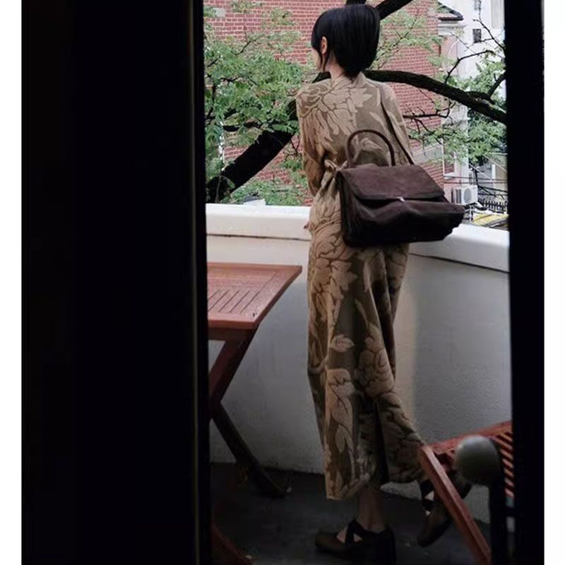 Đầm Dệt Kim Dáng Dài Phong Cách Trung Hoa Cổ Điển Thời Trang Mùa Thu Mới Chất Lượng Cao