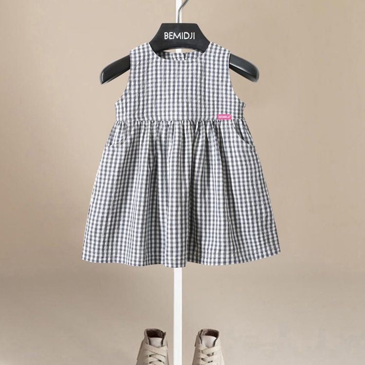 Đầm Không Tay Cổ Tròn Phong Cách Phương Tây Thời Trang Mùa Hè Mới 2023 Dành Cho Bé Gái
