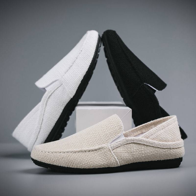 Giày Lười Vải Lanh Thoáng Khí Thời Trang Cho Nam