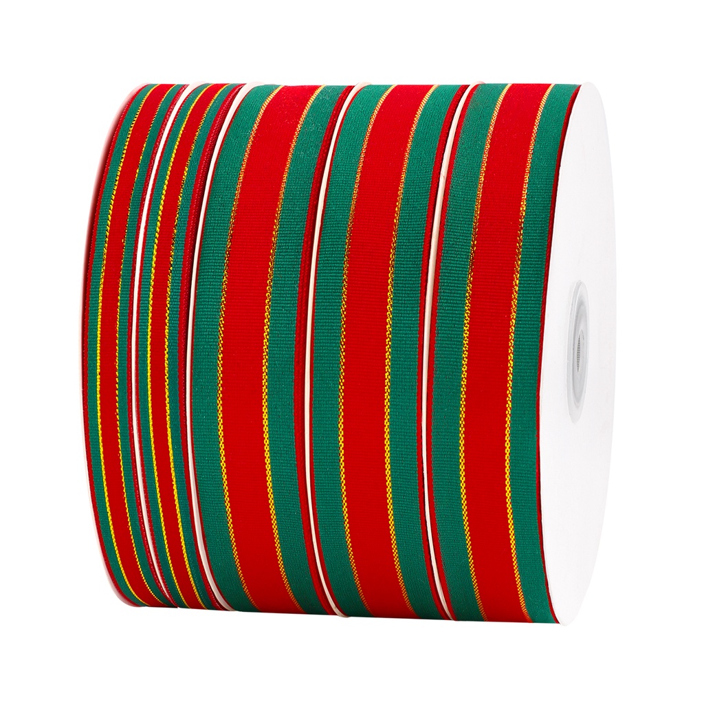 Giáng sinh ruy băng quà tặng hộp quà bao bì màu đỏ xanh lá cây kẻ sọc ruy băng bó hoa tươi trang trí bánh ruy băng nơ diy