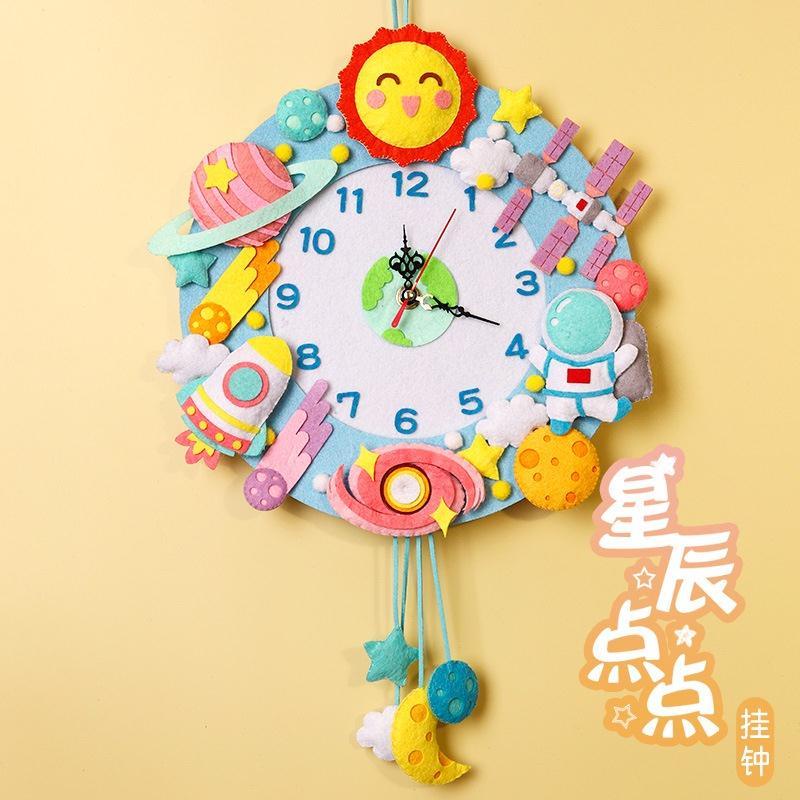 ✲◑☊Đồng Hồ Treo Tường handmade diy Bằng Vải Không Dệt Sáng Tạo Cho Bé