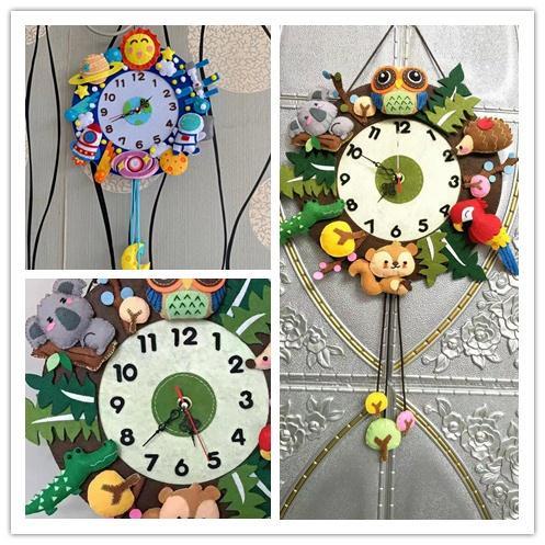 ✲◑☊Đồng Hồ Treo Tường handmade diy Bằng Vải Không Dệt Sáng Tạo Cho Bé