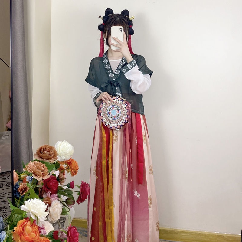 Youxigu luoyi tang yuzi Váy Hán Phục Dáng Dài Cổ Tròn Chiết Eo Phục Hồi 8.22 Cho Nữ