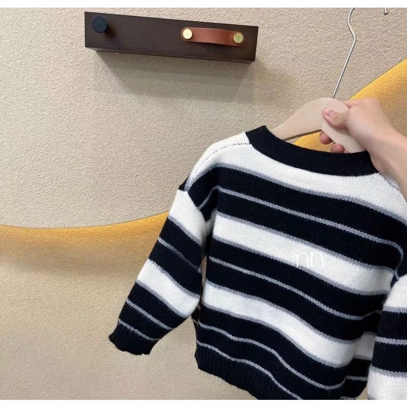 Áo Khoác cardigan Dệt Kim Kẻ Sọc Thời Trang Xuân Thu Cho Bé