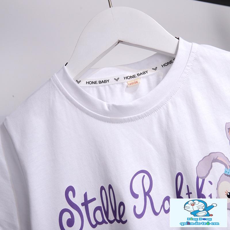 Đầm Yếm denim Tay Ngắn In Hoạt Hình Thời Trang Mùa Hè 2023 Cho Bé Gái