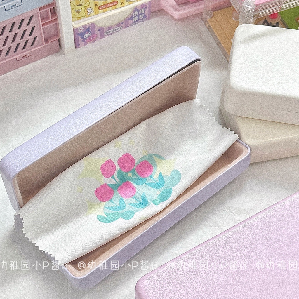 Ins Khăn Lau Mắt Kính Bằng Vải Hoa tulip Nhẹ Nhàng In Họa Tiết Dễ Thương Sáng Tạo Dùng Lau Màn Hình Điện Thoại Di Động