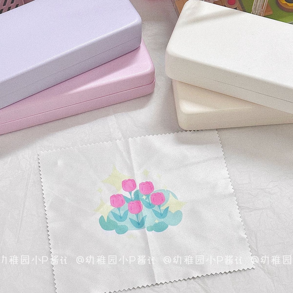 Ins Khăn Lau Mắt Kính Bằng Vải Hoa tulip Nhẹ Nhàng In Họa Tiết Dễ Thương Sáng Tạo Dùng Lau Màn Hình Điện Thoại Di Động