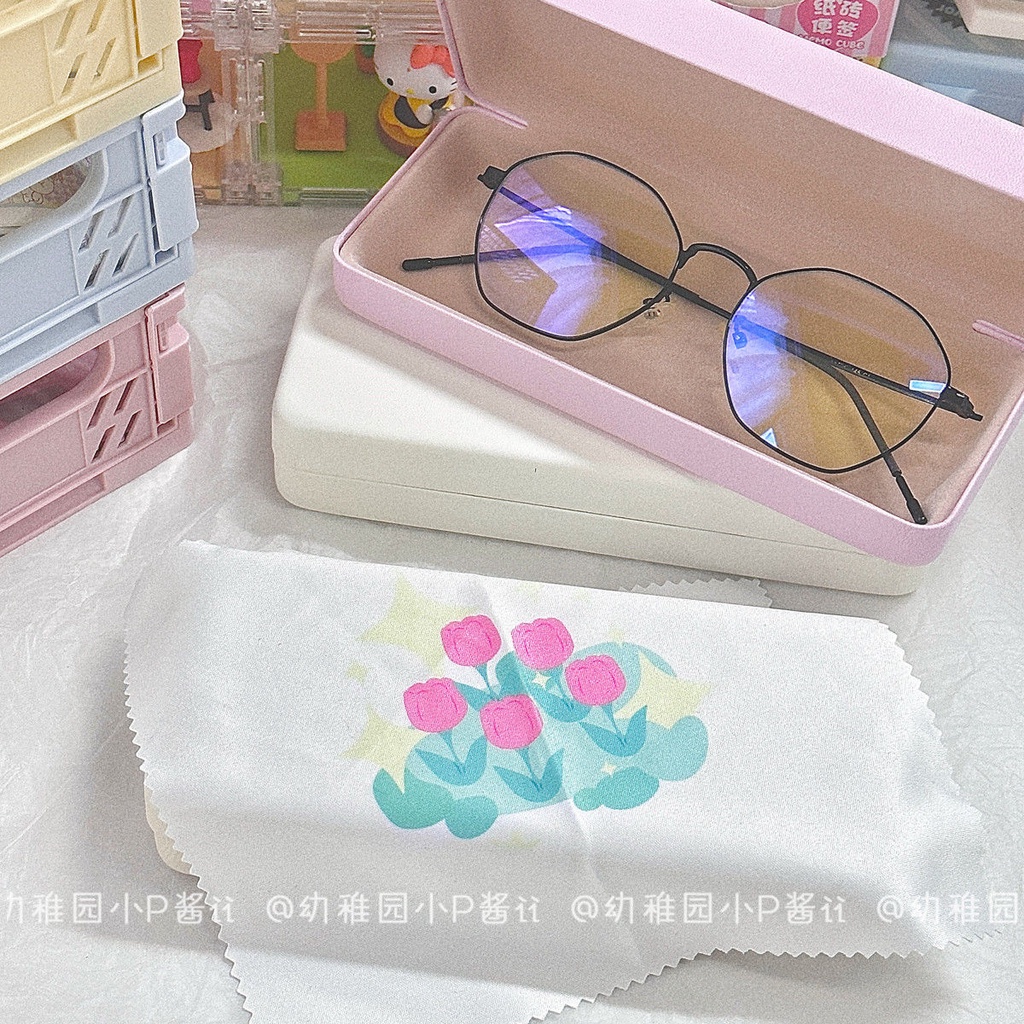 Ins Khăn Lau Mắt Kính Bằng Vải Hoa tulip Nhẹ Nhàng In Họa Tiết Dễ Thương Sáng Tạo Dùng Lau Màn Hình Điện Thoại Di Động