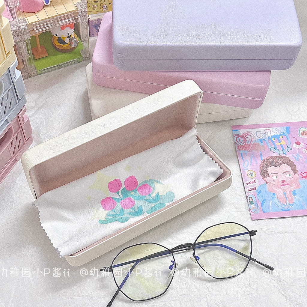 Ins Khăn Lau Mắt Kính Bằng Vải Hoa tulip Nhẹ Nhàng In Họa Tiết Dễ Thương Sáng Tạo Dùng Lau Màn Hình Điện Thoại Di Động