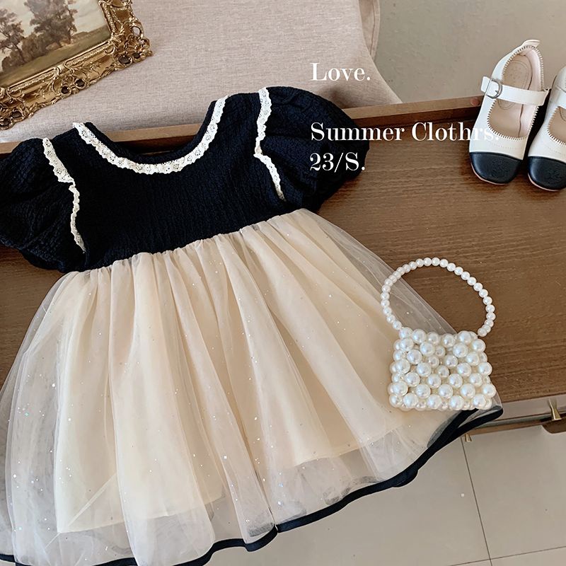 Đầm Công Chúa Tay Ngắn Đính Nơ Thời Trang Mùa Hè Mới 2023 Cho Bé Gái