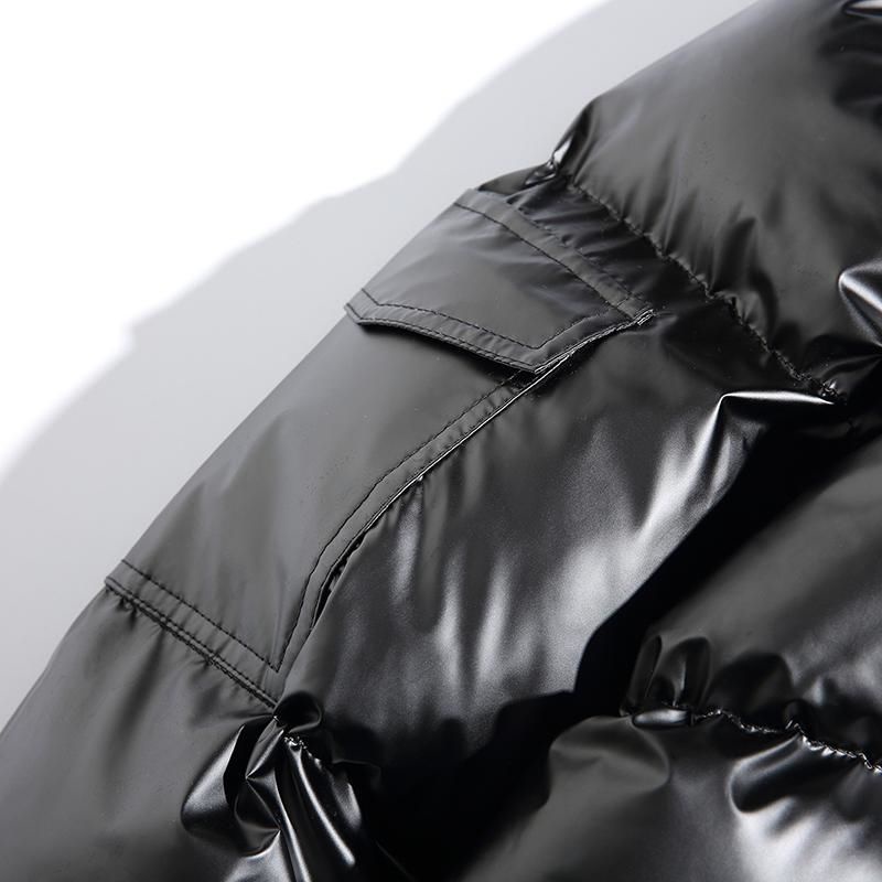 Áo Khoác Phao Dày Dặn Có Đệm Màu Bạc Sáng Bóng  Kích Thước Lớn Phong Cách Kungishou godi Mùa Đông Có Mũ Trùm Đầu Cho Nam