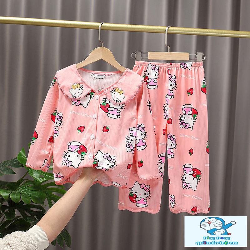 Bộ Đồ Ngủ Tay Dài Họa Tiết Hoạt Hình Dễ Thương Cho Bé Gái