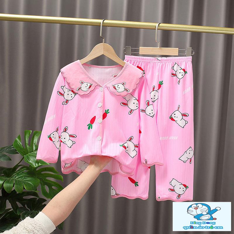 Bộ Đồ Ngủ Tay Dài Họa Tiết Hoạt Hình Dễ Thương Cho Bé Gái