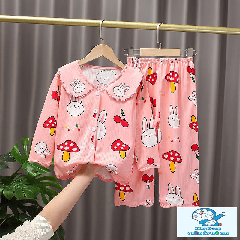 Bộ Đồ Ngủ Tay Dài Họa Tiết Hoạt Hình Dễ Thương Cho Bé Gái