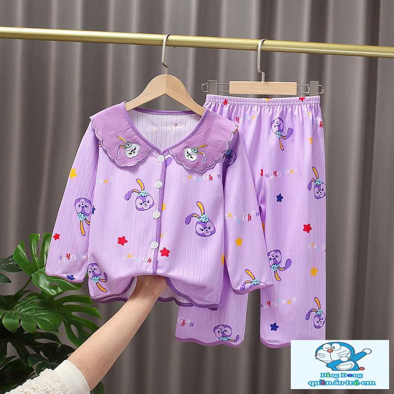 Bộ Đồ Ngủ Tay Dài Họa Tiết Hoạt Hình Dễ Thương Cho Bé Gái
