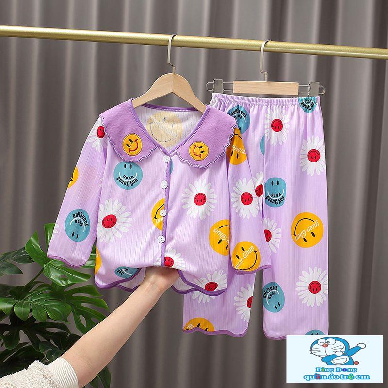 Bộ Đồ Ngủ Tay Dài Họa Tiết Hoạt Hình Dễ Thương Cho Bé Gái