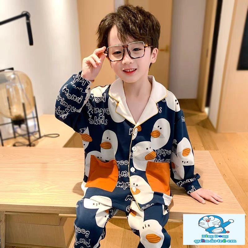 Bộ Đồ Ngủ Tay Dài Họa Tiết Hoạt Hình Dễ Thương Cho Bé