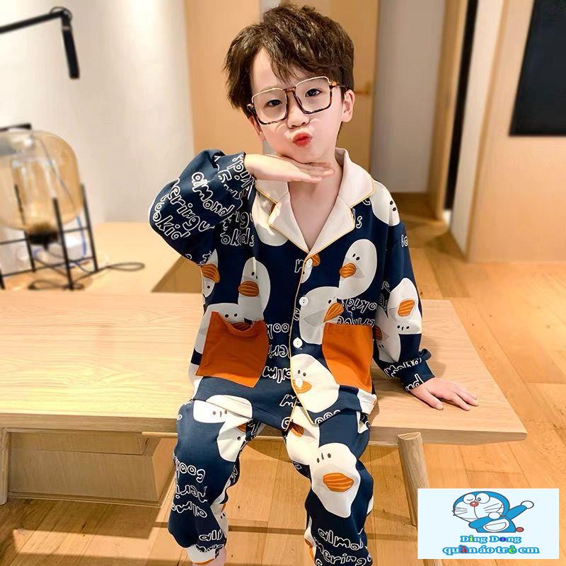 Bộ Đồ Ngủ Tay Dài Họa Tiết Hoạt Hình Dễ Thương Cho Bé
