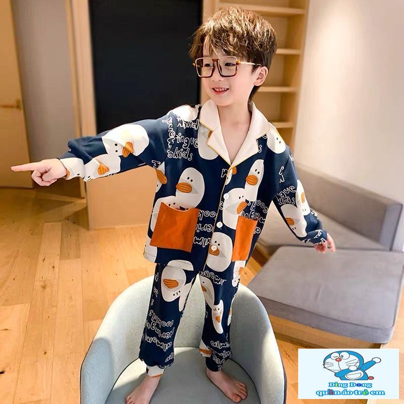 Bộ Đồ Ngủ Tay Dài Họa Tiết Hoạt Hình Dễ Thương Cho Bé