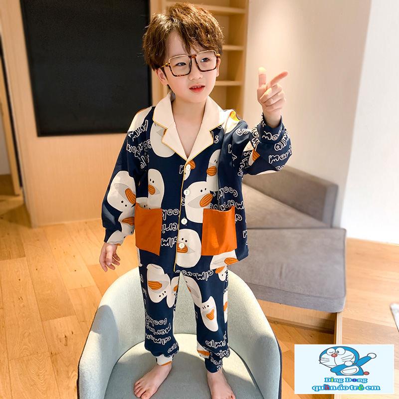 Bộ Đồ Ngủ Tay Dài Họa Tiết Hoạt Hình Dễ Thương Cho Bé