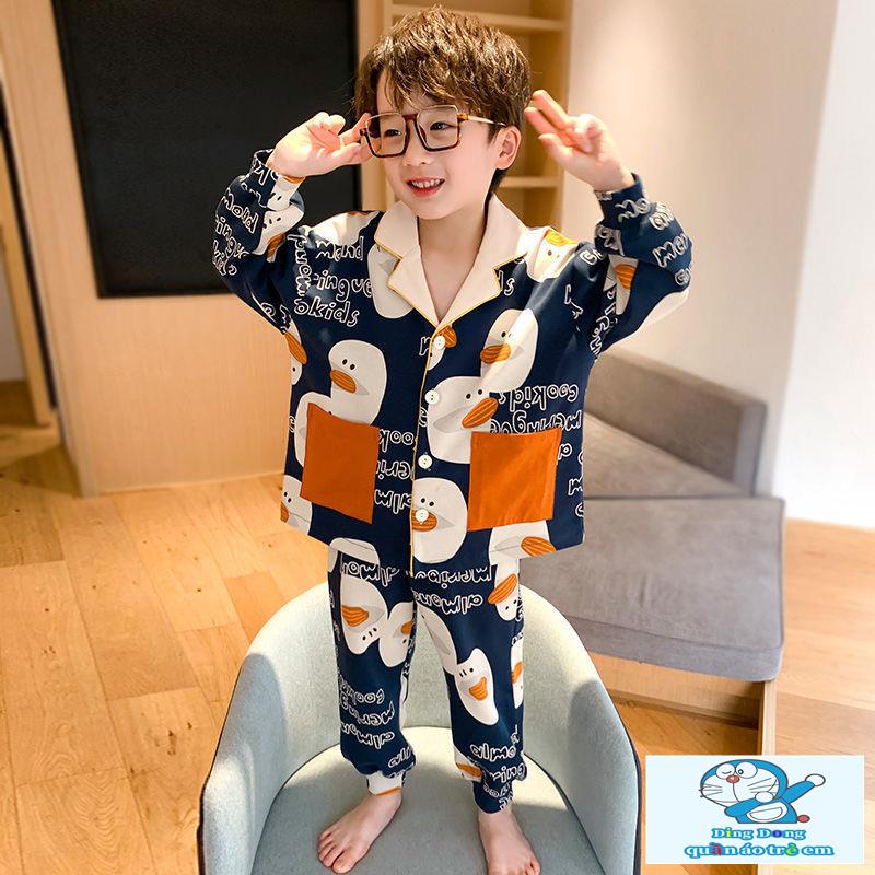 Bộ Đồ Ngủ Tay Dài Họa Tiết Hoạt Hình Dễ Thương Cho Bé