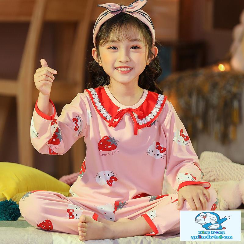Bộ Đồ Ngủ Tay Dài Phong Cách Công Chúa Dễ Thương Cho Bé Gái