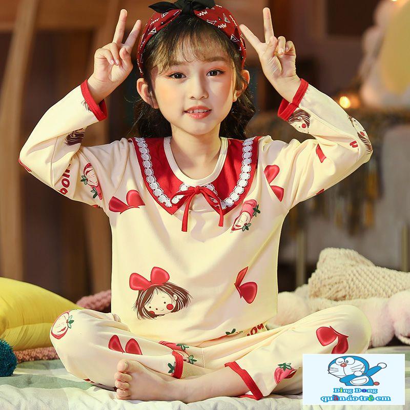 Bộ Đồ Ngủ Tay Dài Phong Cách Công Chúa Dễ Thương Cho Bé Gái