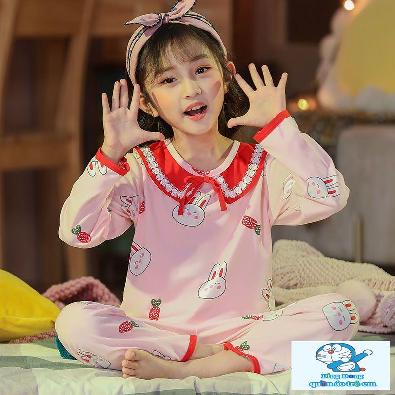 Bộ Đồ Ngủ Tay Dài Phong Cách Công Chúa Dễ Thương Cho Bé Gái